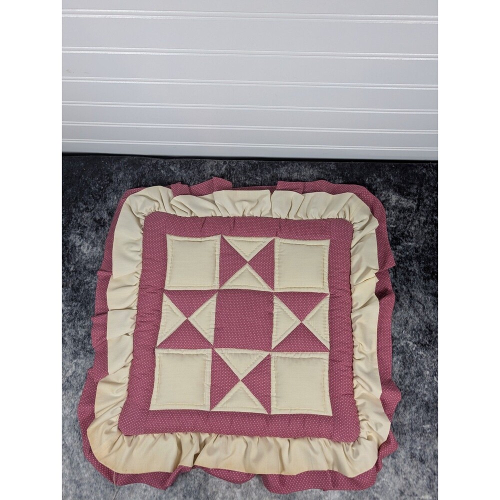 Vtg Hand Quilted 12"Pillow Case Cottagecore Grannycore Shabby Chic